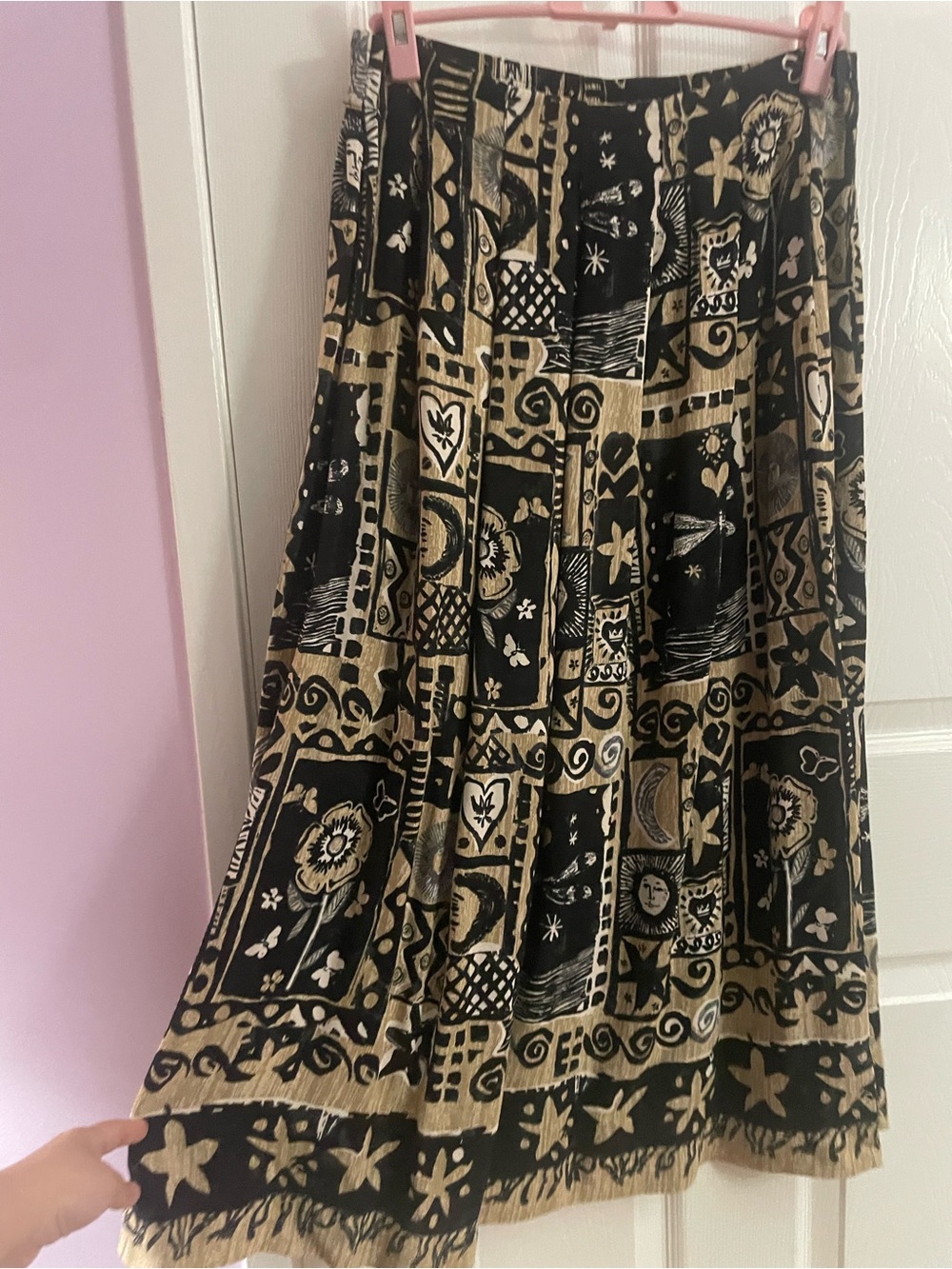 Orvis Black and Tan Printed Maxi Skirt